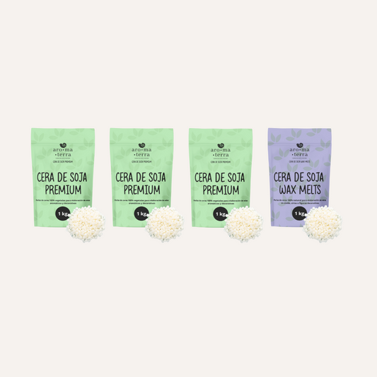 CERA DE SOJA PREMIUM Y CERA DE SOJA WAX MELTS (PACK DE 4)