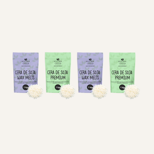 CERA DE SOJA PREMIUM Y CERA DE SOJA WAX MELTS (PACK DE 4)