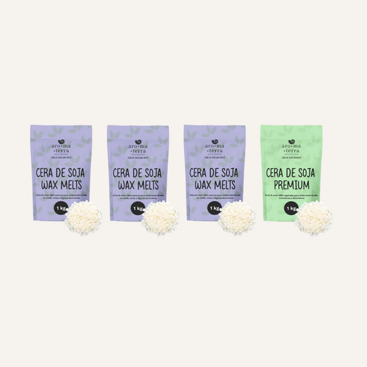 CERA DE SOJA WAX MELTS Y CERA DE SOJA PREMIUM (PACK DE 4)